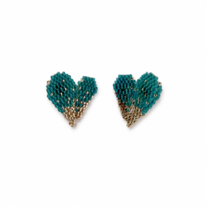 Aretes Corazón Pétalo Azul